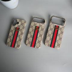 iPhone 17 Series GG Fashion Green Red Stripe Cover | BEIGE