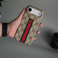iPhone 17 Series GG Fashion Green Red Stripe Cover | BEIGE
