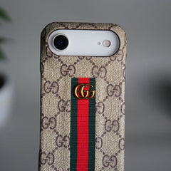 iPhone 17 Series GG Fashion Green Red Stripe Cover | BEIGE