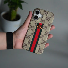 iPhone 17 Series GG Fashion Green Red Stripe Cover | BEIGE