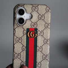 iPhone 17 Series GG Fashion Green Red Stripe Cover | BEIGE