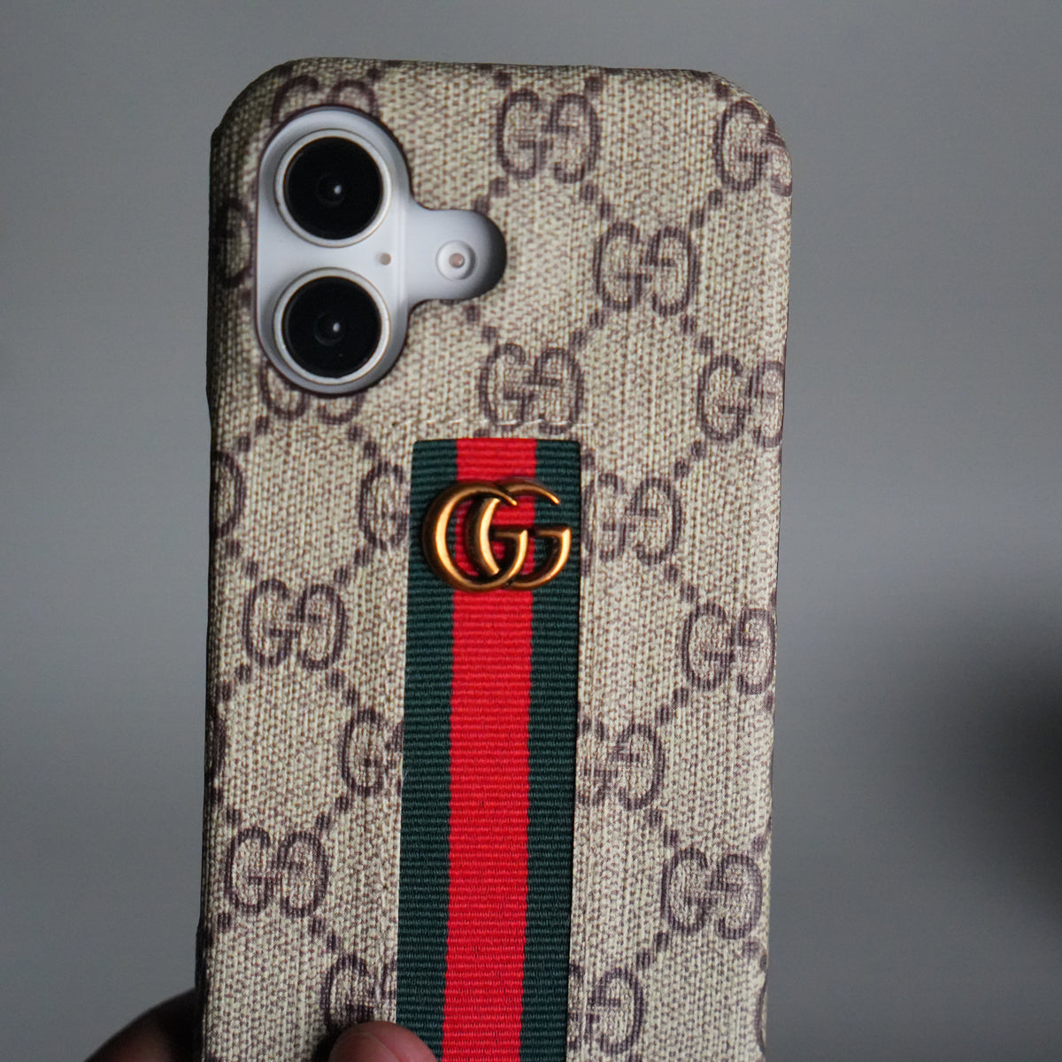 iPhone 17 Series GG Fashion Green Red Stripe Cover | BEIGE