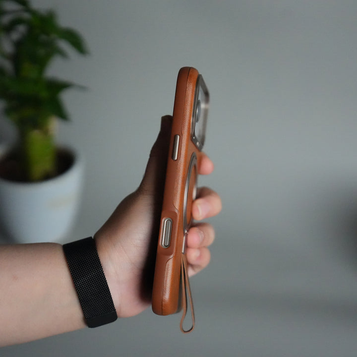 iPhone 17 Pro Luxury Leather MagSafe Case | Metal Ring Stand and Grip Holder Cover