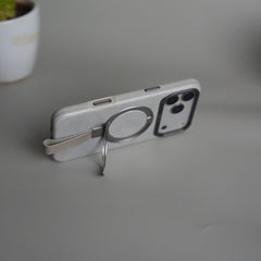 iPhone 17 Pro Max Luxury Leather MagSafe Case | Metal Ring Stand and Grip Holder Cover