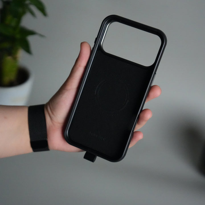 iPhone 17 Pro Luxury Leather MagSafe Case | Metal Ring Stand and Grip Holder Cover