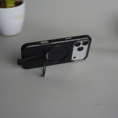 iPhone 17 Pro Max Luxury Leather MagSafe Case | Metal Ring Stand and Grip Holder Cover