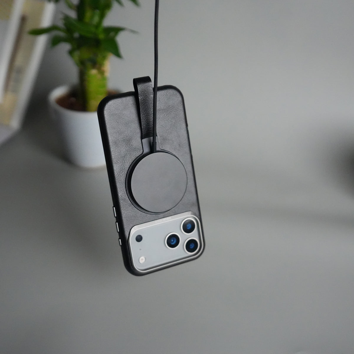 iPhone 17 Pro Max Luxury Leather MagSafe Case | Metal Ring Stand and Grip Holder Cover