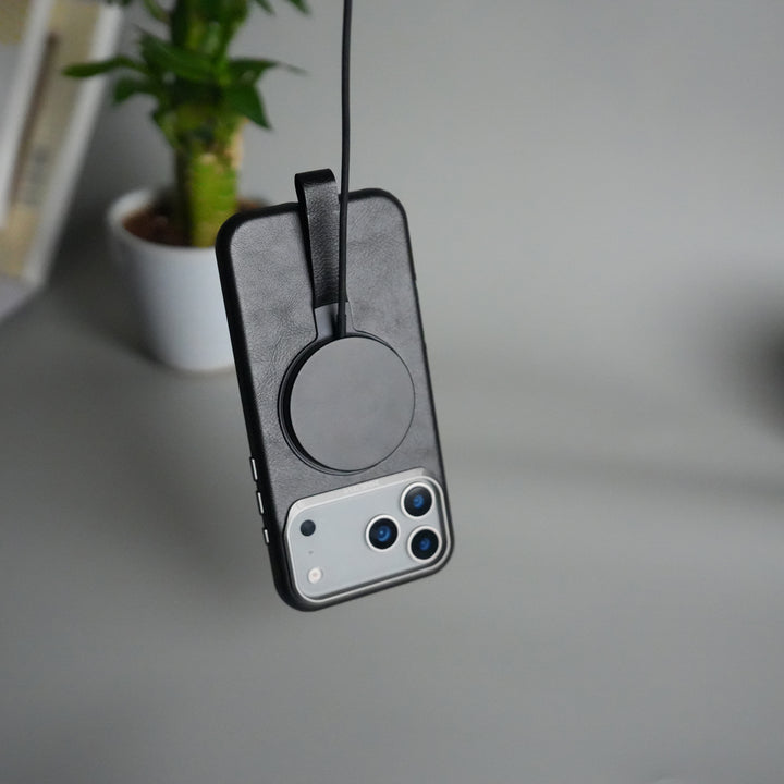 iPhone 17 Pro Luxury Leather MagSafe Case | Metal Ring Stand and Grip Holder Cover