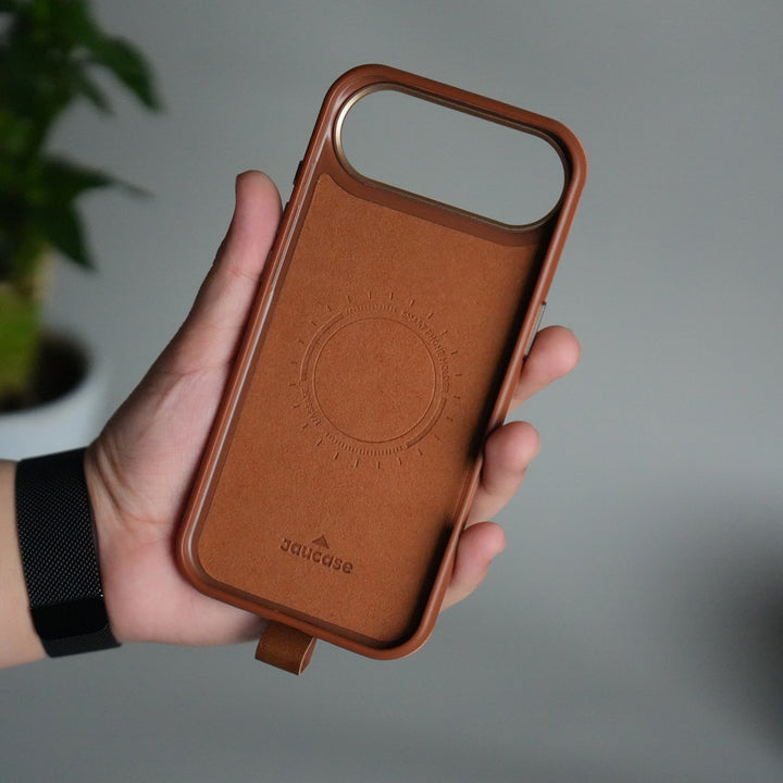 iPhone 17 Air Luxury Leather MagSafe Case | Metal Ring Stand and Grip Holder Cover