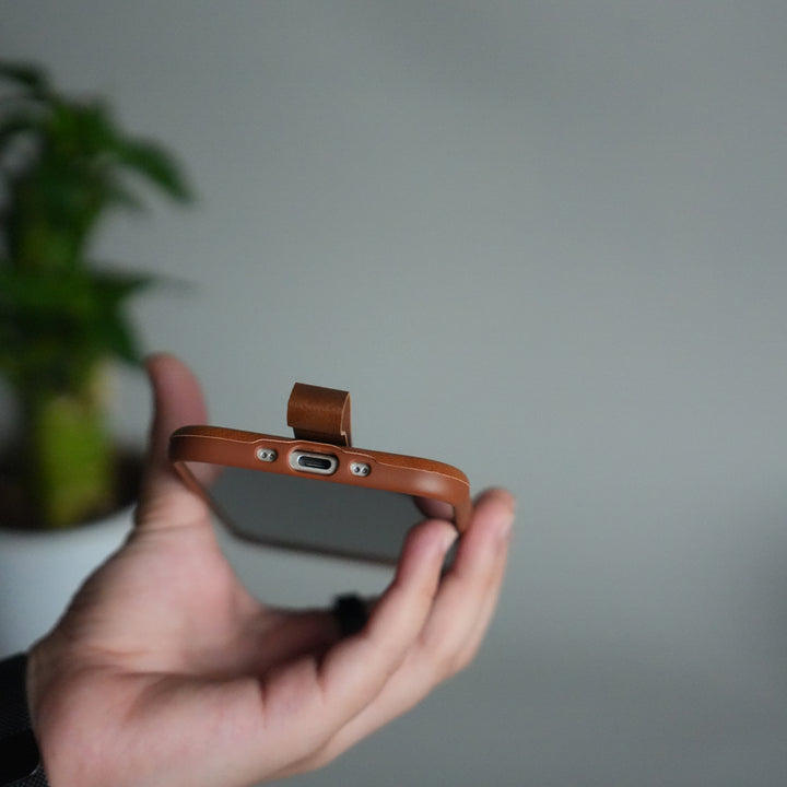 iPhone 17 Air Luxury Leather MagSafe Case | Metal Ring Stand and Grip Holder Cover