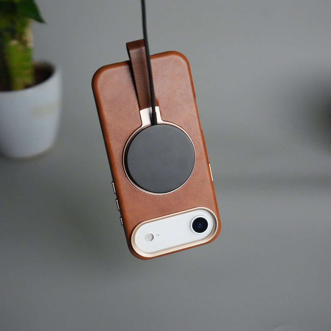 iPhone 17 Air Luxury Leather MagSafe Case | Metal Ring Stand and Grip Holder Cover