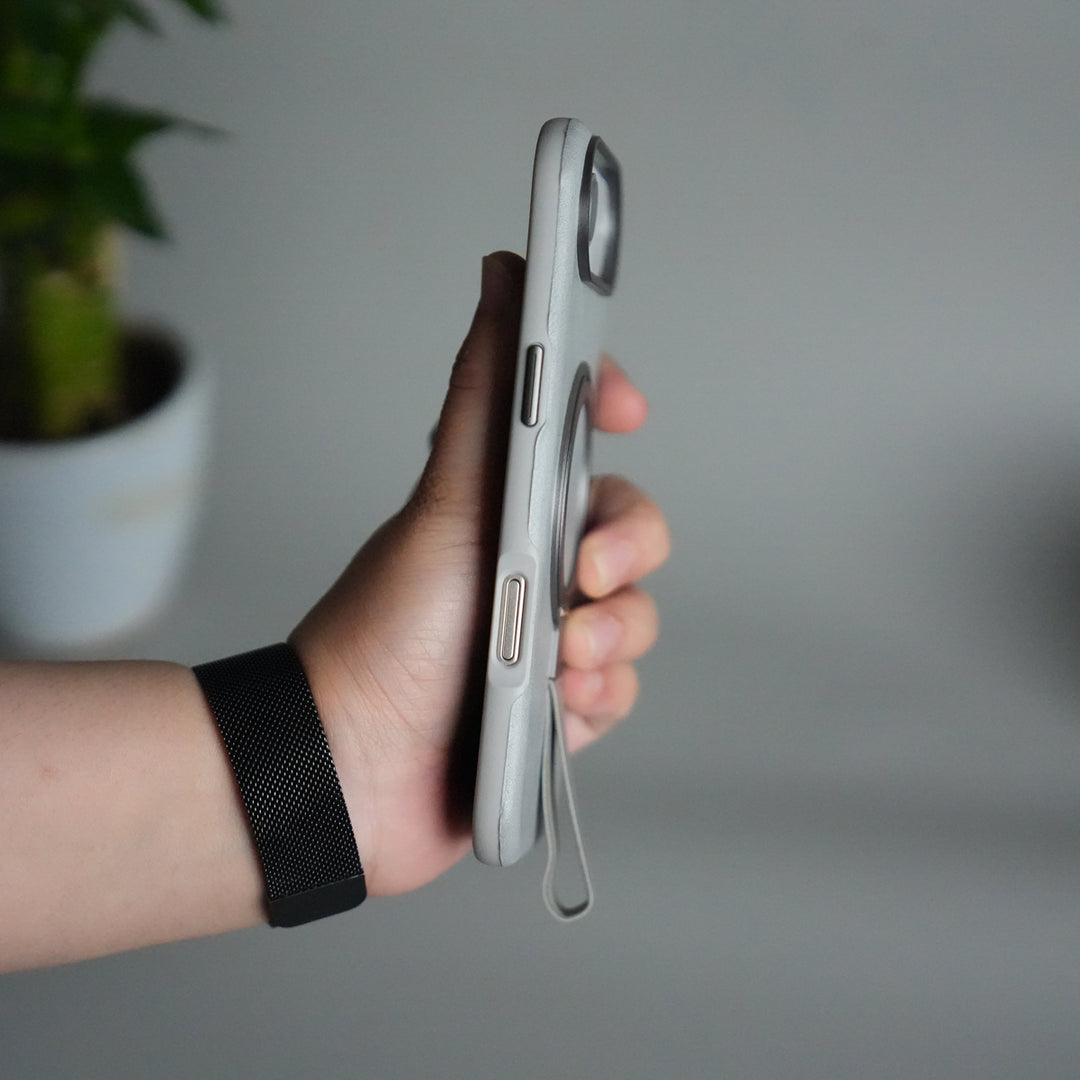 iPhone 17 Air Luxury Leather MagSafe Case | Metal Ring Stand and Grip Holder Cover