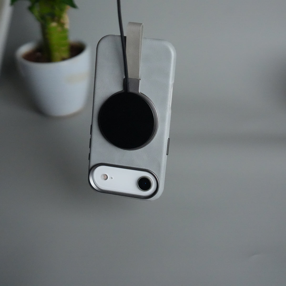 iPhone 17 Air Luxury Leather MagSafe Case | Metal Ring Stand and Grip Holder Cover