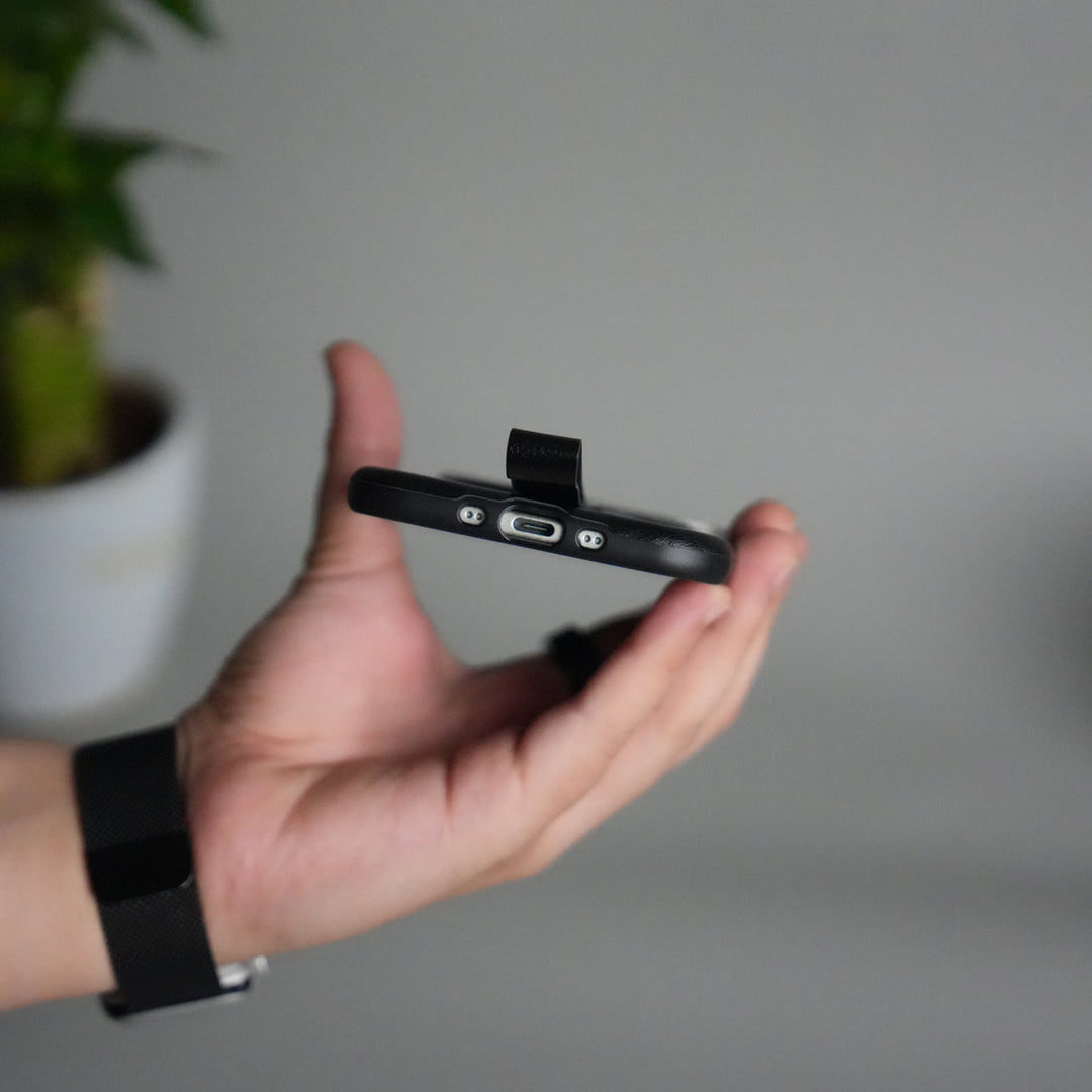 iPhone 17 Air Luxury Leather MagSafe Case | Metal Ring Stand and Grip Holder Cover