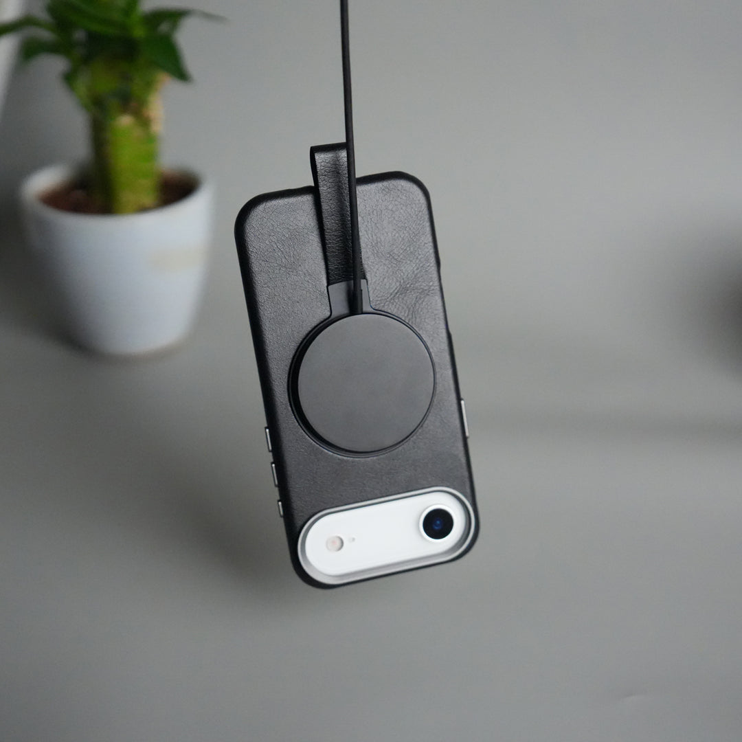 iPhone 17 Air Luxury Leather MagSafe Case | Metal Ring Stand and Grip Holder Cover