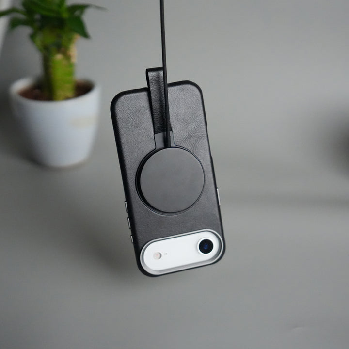 iPhone 17 Air Luxury Leather MagSafe Case | Metal Ring Stand and Grip Holder Cover