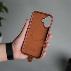 iPhone 17 Luxury Leather MagSafe Case | Metal Ring Stand and Grip Holder Cover