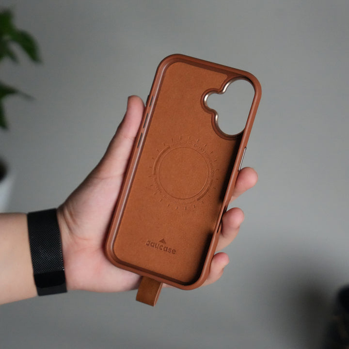 iPhone 17 Luxury Leather MagSafe Case | Metal Ring Stand and Grip Holder Cover