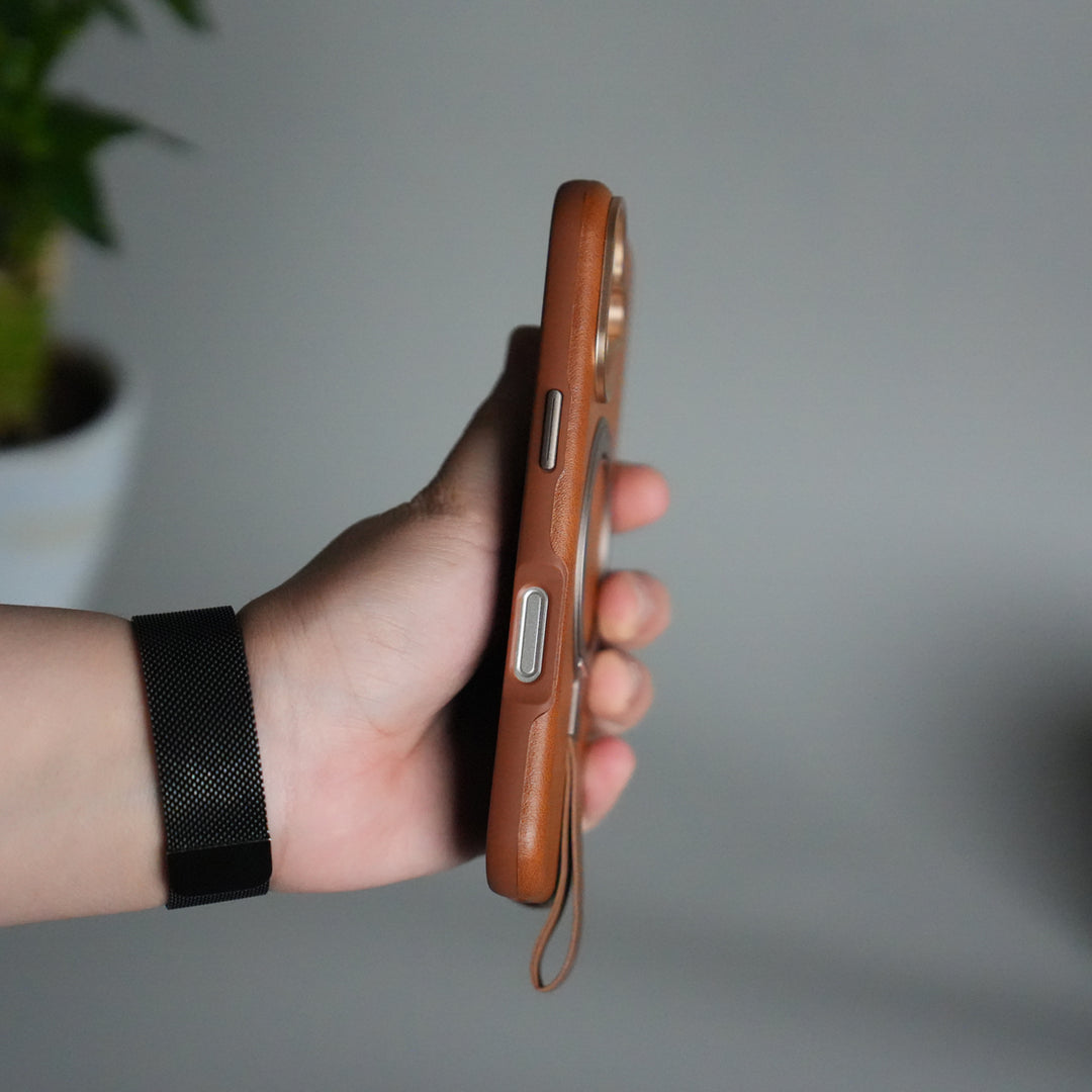 iPhone 17 Luxury Leather MagSafe Case | Metal Ring Stand and Grip Holder Cover