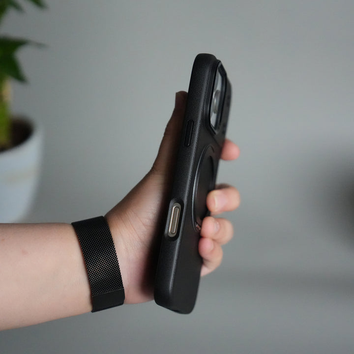 iPhone 17 Pro Max Texture Case | Rotating Metal Stand Ring Cover