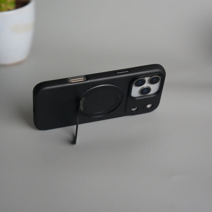 iPhone 17 Pro Max Texture Case | Rotating Metal Stand Ring Cover