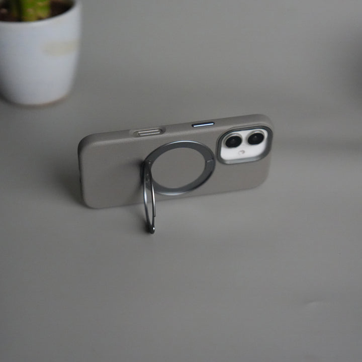 iPhone 17 Texture Case | Rotating Metal Stand Ring Cover