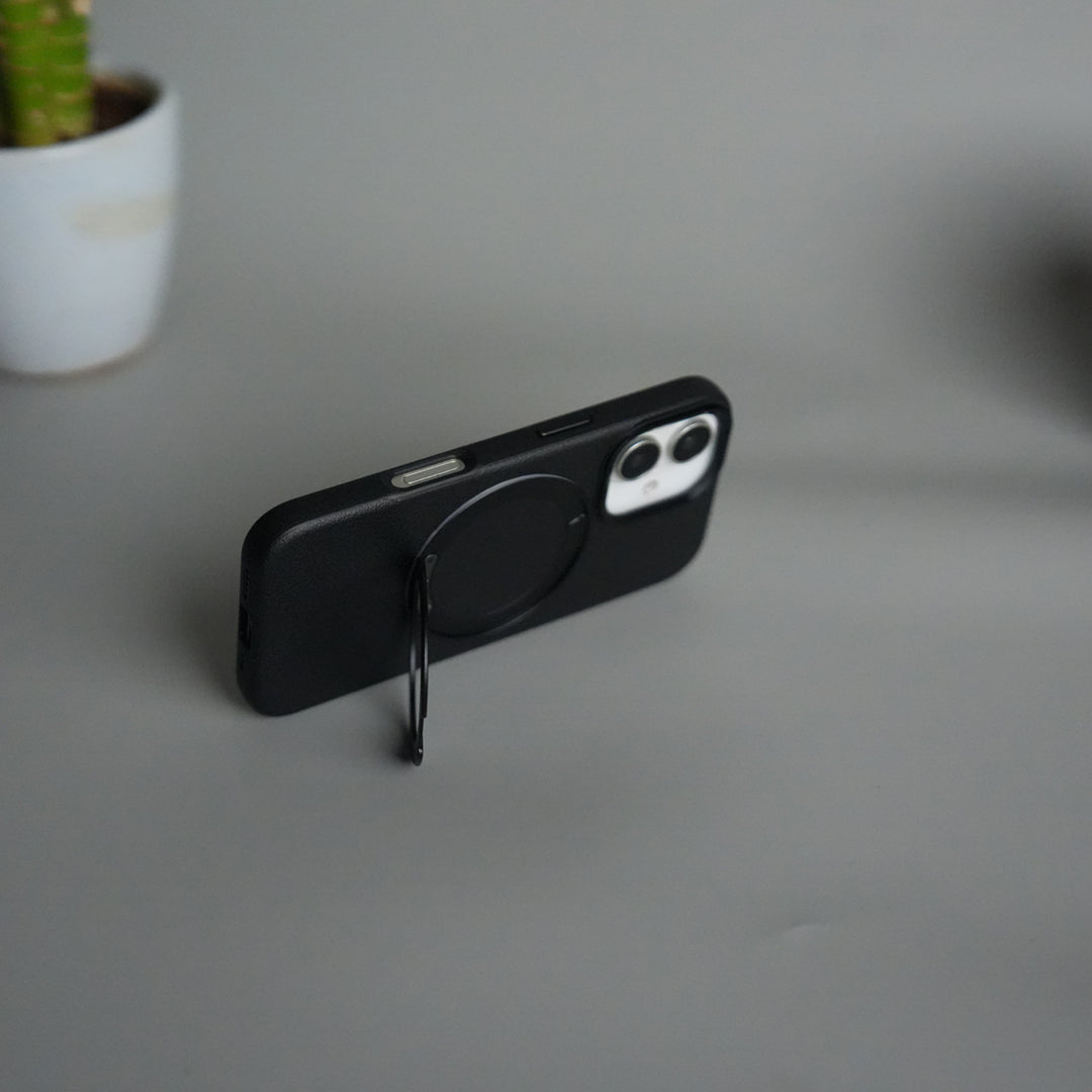 iPhone 17 Texture Case | Rotating Metal Stand Ring Cover