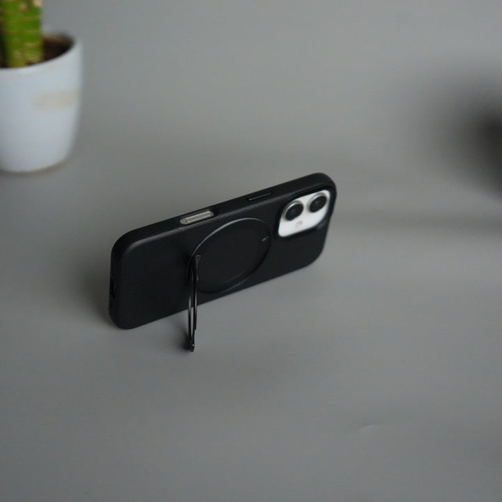 iPhone 17 Texture Case | Rotating Metal Stand Ring Cover