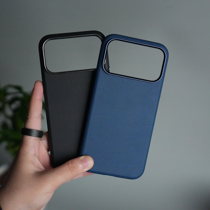 iPhone 17 Pro Leather Texture Design PVC Case With Metal Camera Bump