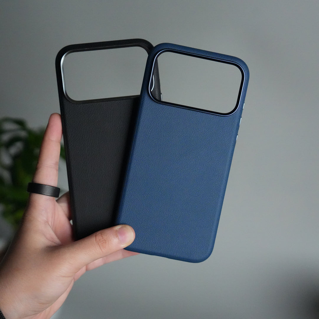 iPhone 17 Pro Leather Texture Design PVC Case With Metal Camera Bump