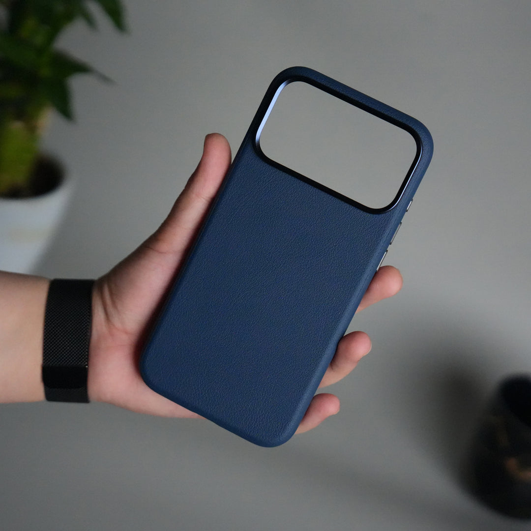 iPhone 17 Pro Leather Texture Design PVC Case With Metal Camera Bump