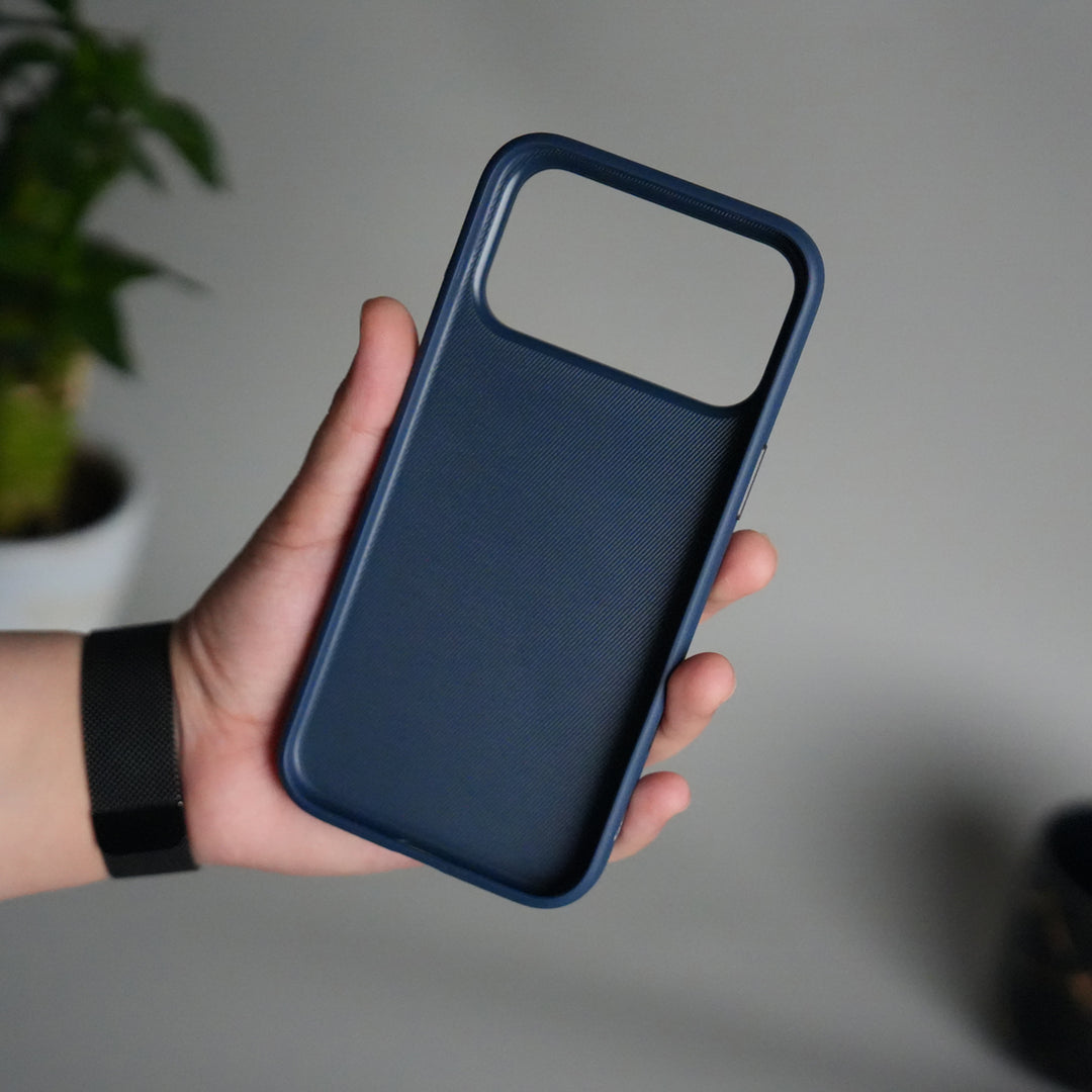 iPhone 17 Pro Leather Texture Design PVC Case With Metal Camera Bump