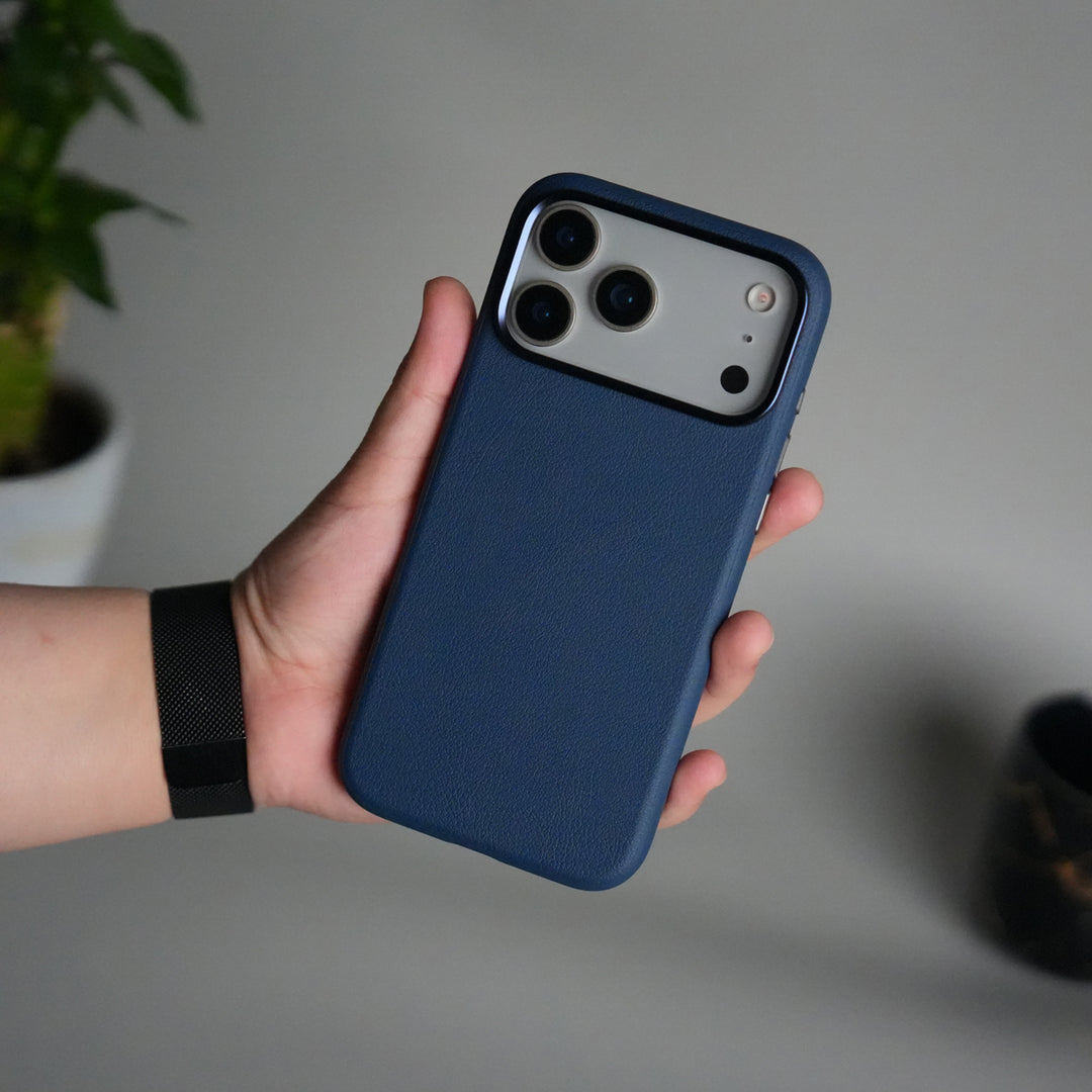 iPhone 17 Pro Leather Texture Design PVC Case With Metal Camera Bump