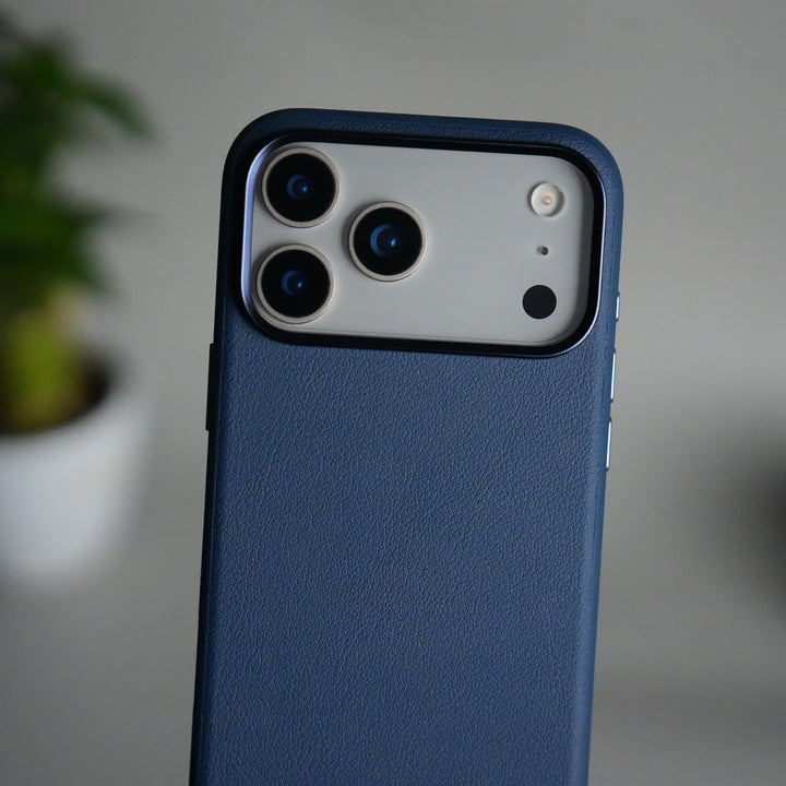 iPhone 17 Pro Leather Texture Design PVC Case With Metal Camera Bump