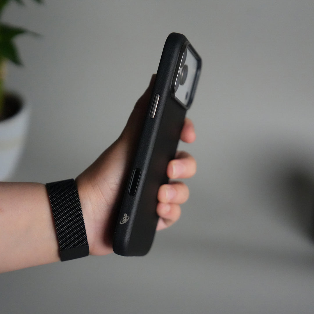 iPhone 17 Pro Leather Texture Design PVC Case With Metal Camera Bump