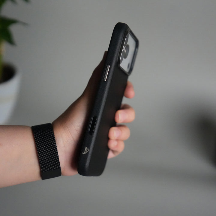 iPhone 17 Pro Leather Texture Design PVC Case With Metal Camera Bump