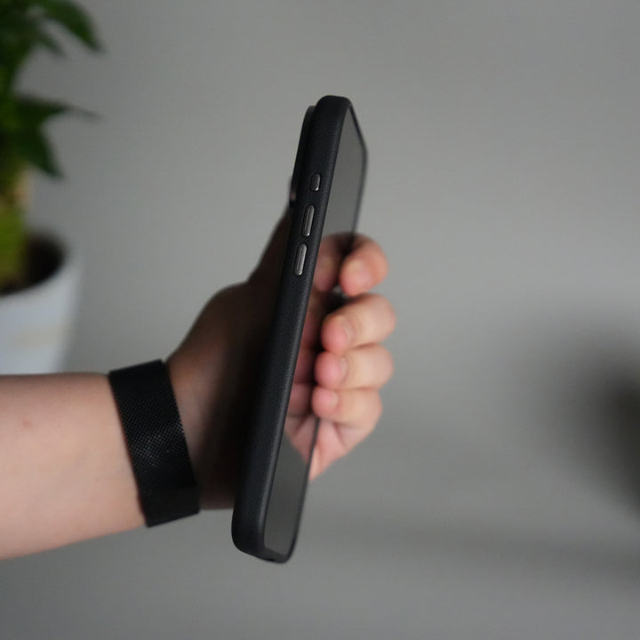 iPhone 17 Pro Leather Texture Design PVC Case With Metal Camera Bump