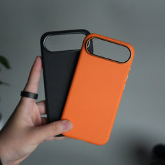 iPhone 17 Air Leather Texture Design PVC Case With Metal Camera Bump