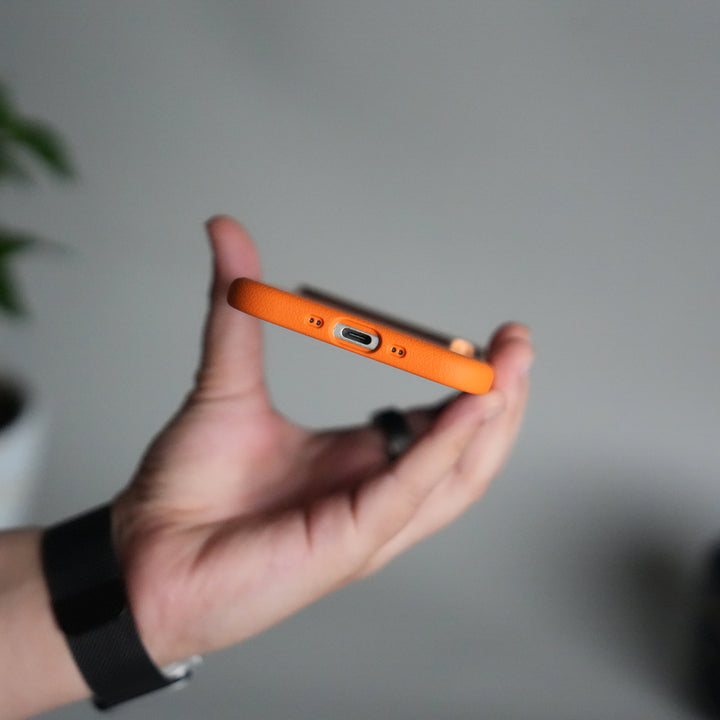 iPhone 17 Air Leather Texture Design PVC Case With Metal Camera Bump