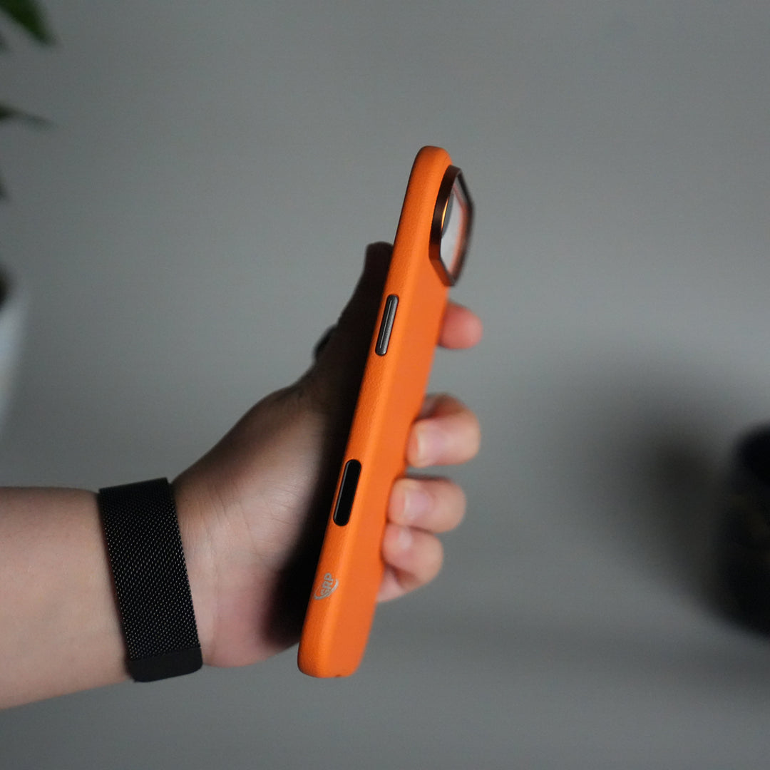 iPhone 17 Air Leather Texture Design PVC Case With Metal Camera Bump