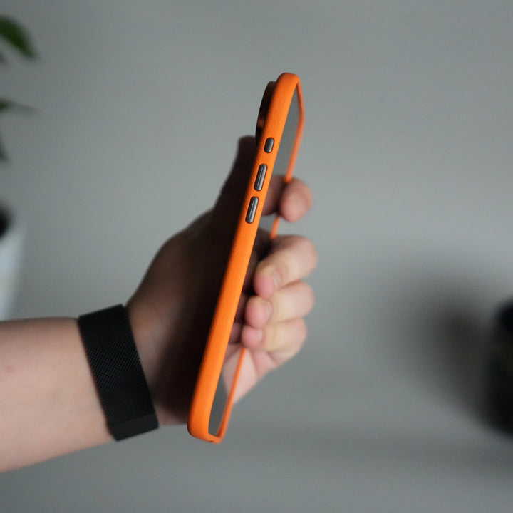 iPhone 17 Air Leather Texture Design PVC Case With Metal Camera Bump