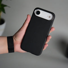 iPhone 17 Air Leather Texture Design PVC Case With Metal Camera Bump