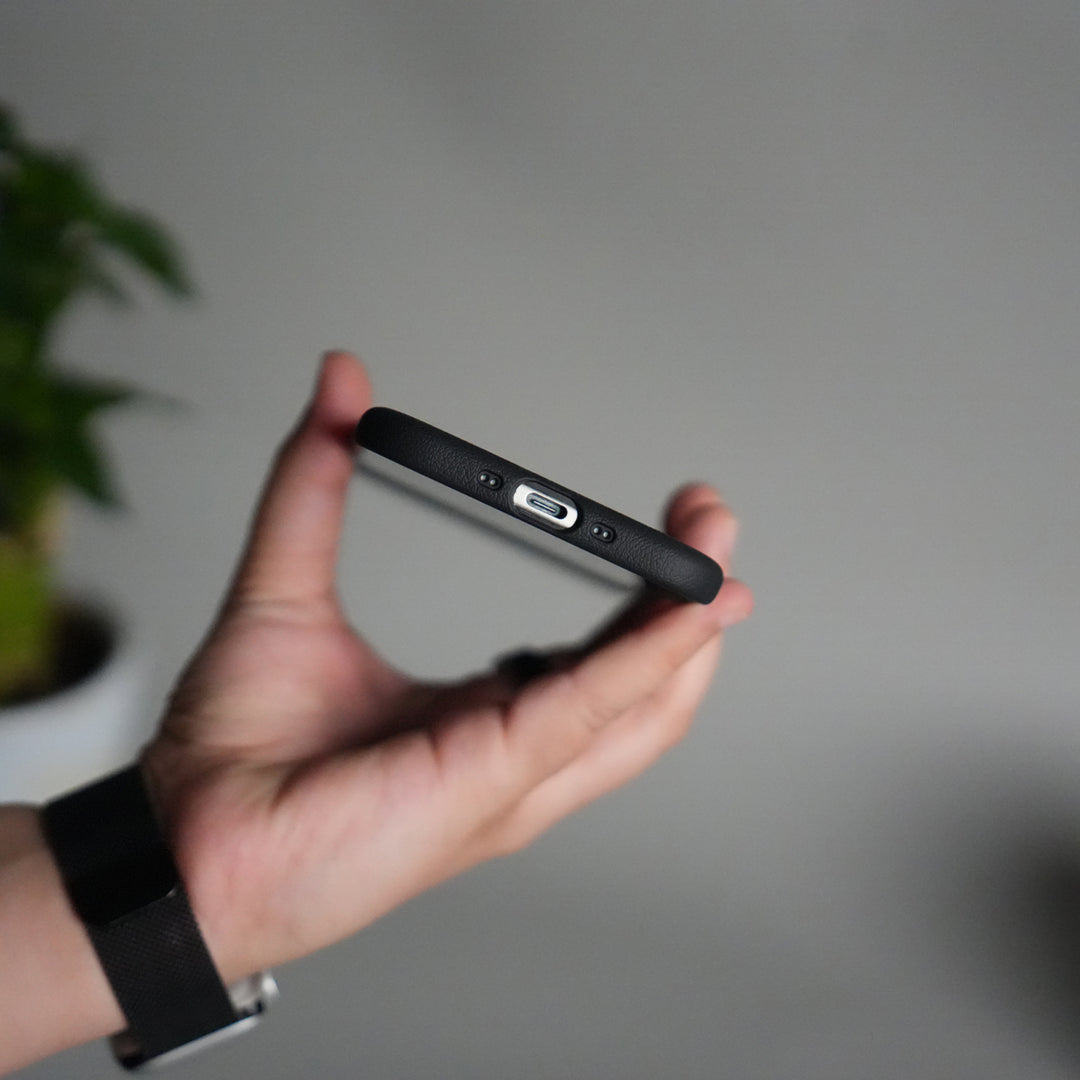 iPhone 17 Air Leather Texture Design PVC Case With Metal Camera Bump