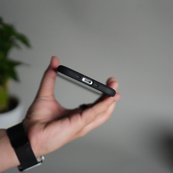 iPhone 17 Air Leather Texture Design PVC Case With Metal Camera Bump