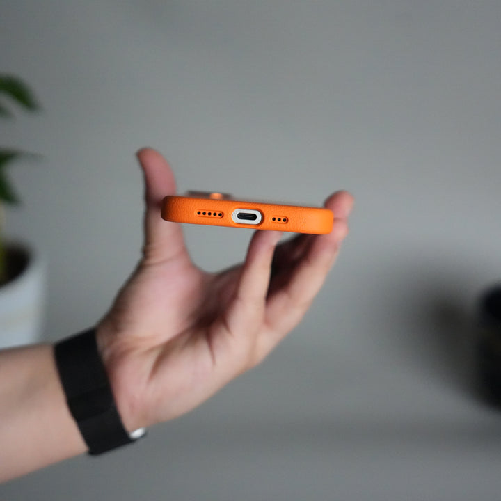 iPhone 17 Leather Texture Design PVC Case With Metal Camera Bump