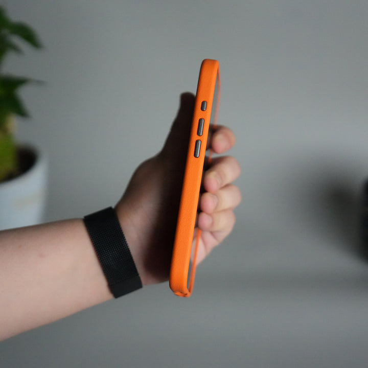 iPhone 17 Leather Texture Design PVC Case With Metal Camera Bump