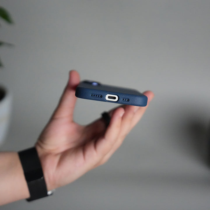 iPhone 17 Leather Texture Design PVC Case With Metal Camera Bump