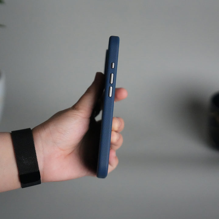 iPhone 17 Leather Texture Design PVC Case With Metal Camera Bump