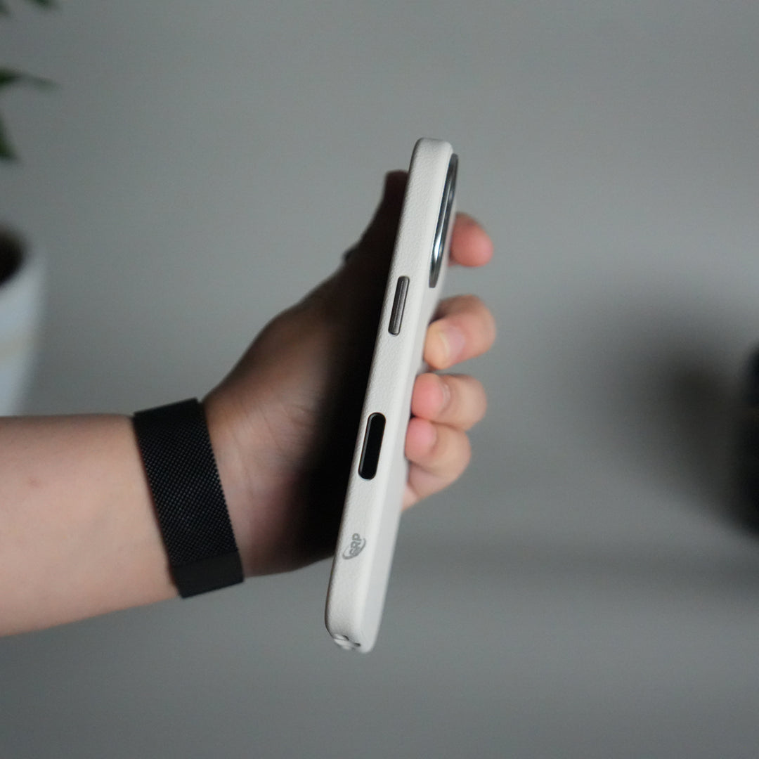 iPhone 17 Leather Texture Design PVC Case With Metal Camera Bump