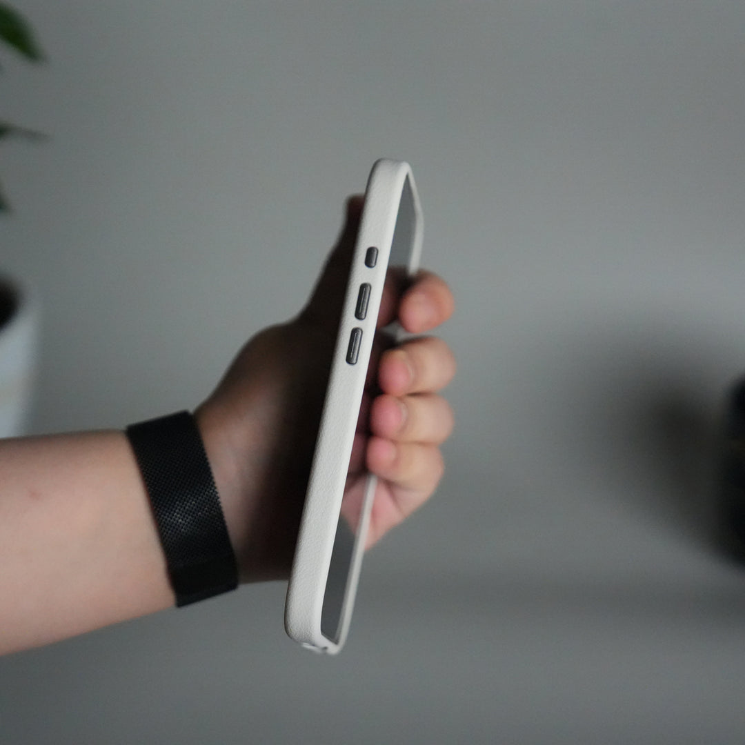 iPhone 17 Leather Texture Design PVC Case With Metal Camera Bump